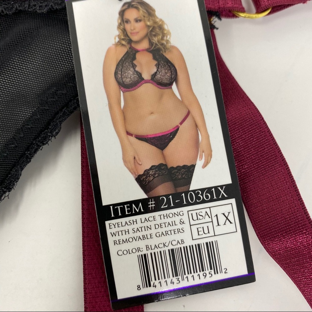 Oh La La Cheri Curve Eyelash Lace Thong Garter